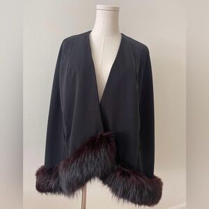 CLARALURA Vintage Cape with Fox Fur Lining